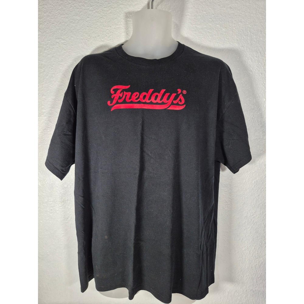 Freddy's Frozen Custard Steakburgers T-Shirt XL Black Gildan DryBlend Lot of 2